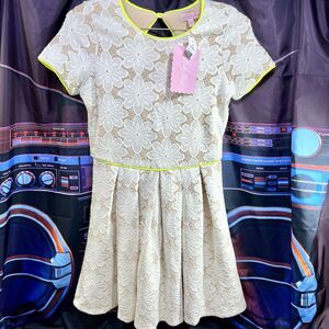 Lexi Jules Machine Lace Lined White Dress Girls Size 14 - NWT